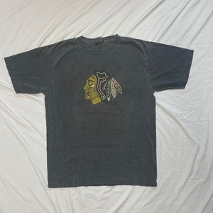 Vintage-y black hawks tee